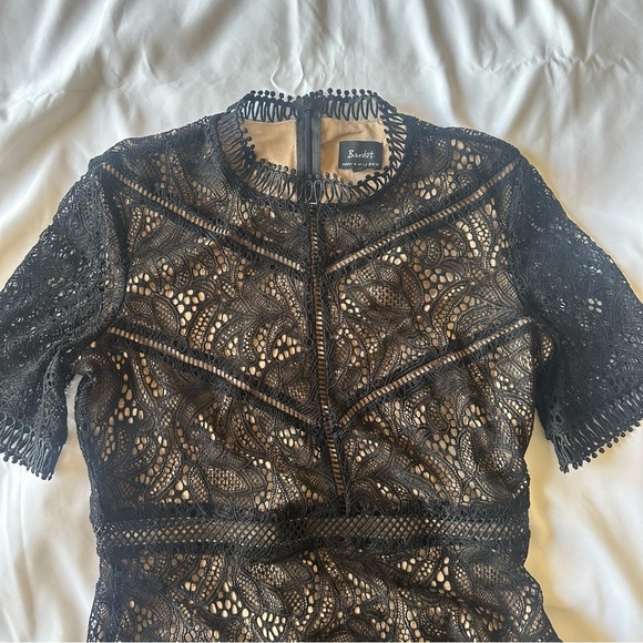 Bardot Theodora Dress Black Lace Mini Size 6 / Small - Picture 4 of 12